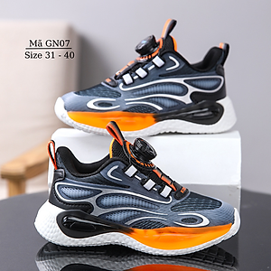 Giày thể thao bé trai 6 - 15 tuổi núm vặn cót thông minh khóa xoáy tự động êm nhẹ cao cấp cho bé đi học, chạy bộ chơi bóng rổ GN07