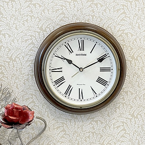 Đồng hồ treo tường Nhật Bản RHYTHM CMH723CR06, Kt 27.0 x 7.0cm, 860g, Vỏ Gỗ