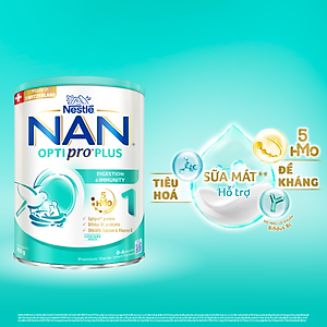Sữa bột Nestlé NAN OPTIPRO PLUS 1 800g/lon với 5HMO Sản Xuất Tại Thụy Sĩ (0 - 6 tháng)