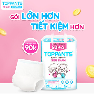 Tã/Bỉm Quần người lớn TOPPANTS Siêu Thấm, Chống Trào, Kháng Khuẩn Size M/L/XL (54 Miếng)