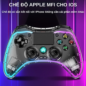 Tay cầm chơi game không dây Bluetooth P05 LED RGB tương thích đa nền tảng - Tay cầm cao cấp chơi Fifa online 4 cho PS4, Switch, Android, IOS, máy tính