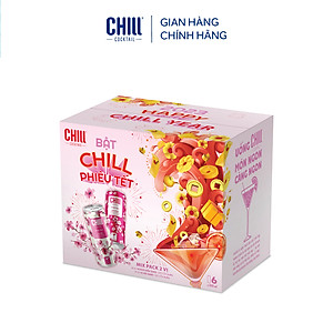 Combo 2 Thùng 6 lon Chill Cocktail Sakura mix vị Vải Sake & Dưa Hấu Sake (12 lon x 330ml/lon)