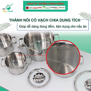 Nồi Inox 304 3 Đáy Nắp Kính Fivestar - Bạc