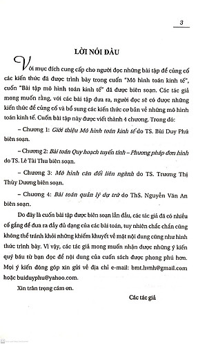 Bài tập mô hình toán kinh tế (Dành cho sinh viên các trường đại học, cao đẳng khối Kinh tế)