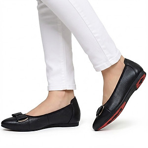 Giày Nữ Búp Bê Đế Bệt HÀ NAM Da Bò Thật Thời Trang Cao Cấp 2cm GBBN2038