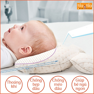 Gối Cao Su Non Cho Em Bé Loại Cao Cấp Chính Hãng Tila-Tila Thương Hiệu Đức Mã TG02 Chống Méo Đầu, Bẹp Đầu, Nghẹo Cổ, Còm Lưng Bé