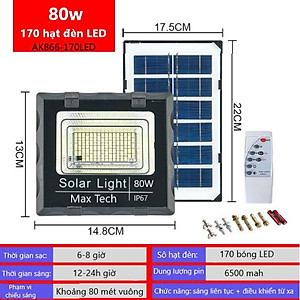 ĐÈN NĂNG LƯỢNG MẶT TRỜI 100W - 180W - 80W - 60W - 45W  SOLAR LIGHT - ĐIỀU KHIỂN TỪ XA - PIN SẠC TRỌN DỜI - D1147
