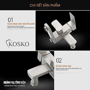 Sen cây tắm đứng nóng lạnh inox 304 KOSKO (BH 24 THÁNG), sen tắm nóng lạnh vuông