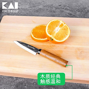 Dao gọt hoa quả KAI có nắp đậy cán gỗ nội địa Nhật Bản