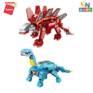 Đồ chơi xếp hình, lắp ráp 6 in 1 Qman 1414 - Siêu Robot khủng long Sura