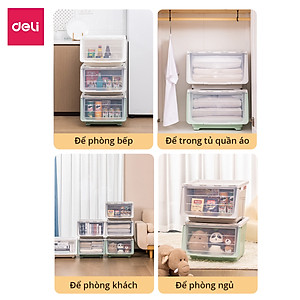 Hộp Nhựa Đựng Đồ Nắp Trong Đa Năng Thùng Đựng Đồ Chơi Quần Áo Sách Vở Vật Dụng Gia Đình Deli - Xếp Chồng Tiện Lợi