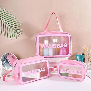 Sét 3 túi đựng mỹ phẩm trong suốt mẫu mới, sét 3 túi mỹ phẩm washbag - Hàng chính hãng 