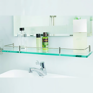 Kệ gương KG69 dùng cho phòng tắm để xà bông, mỹ phẩm đa năng dễ tiện lợi, kính cường lực chống xước inox304 cao cấp (500x120x10mm)- Hàng chính hãng