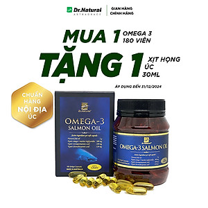 Viên Uống Dầu Cá Hồi Úc Dr Natural Omega 3 Salmon Oil 180 Viên | Tốt Cho Mắt, Não, Tìm, Giảm Nguy Cơ Xơ Vữa Động Mạch - Hàng Chính Hãng