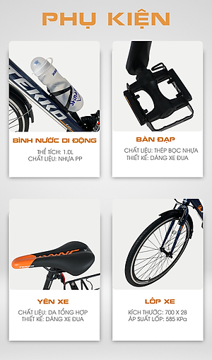 Xe đạp Tekko thể thao City C300 Khung nhôm cao cấp - Phù hợp với người cao từ 1m45 trở lên