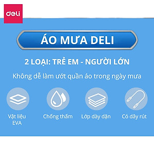 Áo Mưa Trong Suốt Deli Cho Người Lớn Và Trẻ Em - Vải Chống Thấm Cao Cấp - Dáng Dài Thời Trang - DL553010 / DL553011