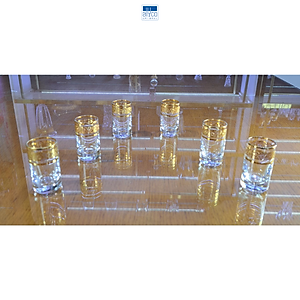 Bộ ly pha lê Tiệp cao cấp BOHEMIA 1239A, dung tích 35 ml, hoa tiết dây hoa mạ vàng, kiểu dáng sang trọng, hiện đại - Hàng chính hãng