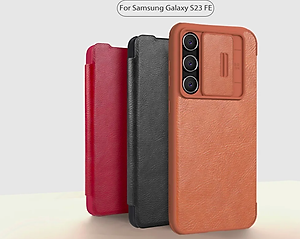 Bao da cho SamSung Galaxy S24 Fe ,  S23 FE chính hãng Nillkin QIN có nắp trượt bảo vệ camera sau - Hàng chính hãng