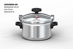 Nồi áp suất Sunhouse SHG9900-04, SHG9900-05, SHG9900-06, Dung tích 4L, 5L, 6L, Chất liệu nhôm nguyên chất bền bỉ, Sử dụng trên bếp gas và bếp hồng ngoại, không dùng được bếp từ - Hàng chính hãng