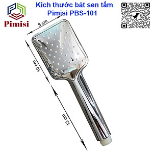 Bát sen tắm của vòi tắm hoa sen nóng lạnh Pimisi 1 chế độ với tay sen bằng nhựa cao cấp mạ xi Cr/Ni sáng bóng - đầu lỗ bát cao su massage tăng áp | Hàng chính hãng