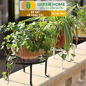Đế Kê Chậu Cây Greenhome, R21xc10cm, Bằng Sắt Sơn Tĩnh Điện, Màu Đen, Uốn Mỹ Nghệ, Bền, Đẹp, Nhiều Hình Dạng Lựa Chọn