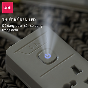 Ổ Cắm Điện Đa Năng 2500W Có Công Tắc Nguồn 3/4/6 Ổ , 3M/5M Dây Chống Giật Chống Cháy Chất Lượng Cao Deli - Phiên Bản Mới Nâng Cấp 2023 - Hàng Chính Hãng - ET401 - 406