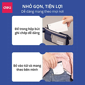 Sổ Tay Ghi Chú, Giấy Note Nhớ Hình Chữ Nhật Kẻ Ngang Caro Deli Giấy Dày Chất Lượng Cao Tiện Lợi Nhỏ Gọn Cho Học Sinh