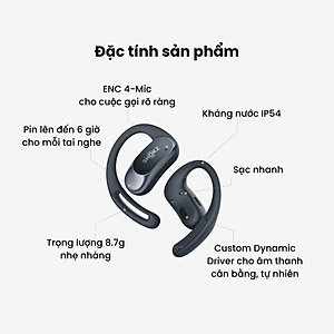 [MỞ BÁN] Tai Nghe Không Nhét Tai Bluetooth True Wireless Earbuds Shokz OpenFit Air T511- Hàng Chính Hãng