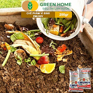 Chế Phẩm Vi Sinh EM Greenhome, Emuniv, Gói 200gr, Dùng Ủ Phân Bón Hữu Cơ, Xử Lý Rác Thải Gia Đình, Phân Huỷ Nhanh