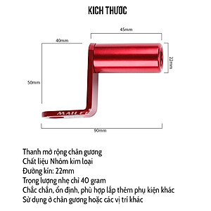 Chân đế mở rộng gắn chân gương chiếu hậu cho xe máy, xe đạp điện, xe gắn máy, xe đạp chất liệu Nhôm gắn thêm phụ kiện đèn xe, còi, kẹp điện thoại Mai Lee