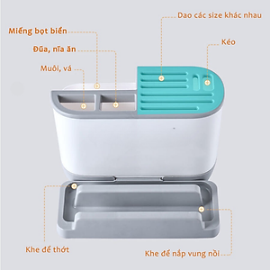 Khay Kệ Để Dao Thớt Hộp Ống Đựng Đũa Muỗng Kết Hợp Giá Để Úp Thớt Nắp Vung Để Đồ Nhà Bếp - HÀNG CHÍNH HÃNG MINIIN