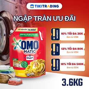 Túi Nước Giặt Omo Matic Comfort Cho Máy Giặt Cửa Trên Hương Tinh Dầu Thơm Xoáy Bay Vết Bẩn, Hương Thơm Bền Lâu 3.6Kg