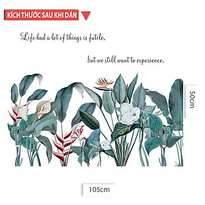 Sticker Giấy Dán Tường Decal Dán tường Mẫu Hoa Lá Cực Xinh ZH020