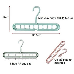 [Combo 10] Móc Nhựa Treo Quần Áo Đa Năng  9 Lỗ Tiết Kiệm Diện Tích - Hàng Cao Cấp