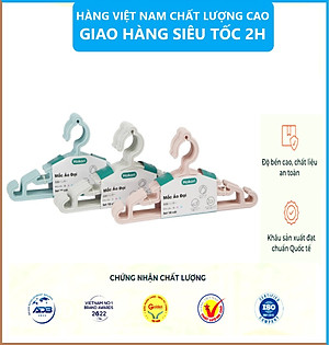 Bộ 10 móc quần áo HOKORI nhựa VIỆT NHẬT chất liệu nhựa pp nguyên sinh an toàn cho da nhạy cảm - Mắc áo trẻ em , người lớn - Hàng Việt Nam