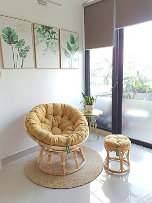 Ghế thư giãn papasan nệm vải bố cao cấp ( vàng)