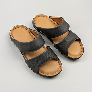 Dép nam hai quai ngang cao cấp da thật KEEDO TL01