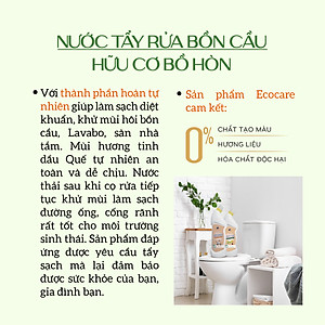 Nước tẩy rửa bồn cầu hữu cơ Ecocare 1L làm sạch, diệt khuẩn, khử mùi hiệu quả với tinh dầu Sả chanh/Quế