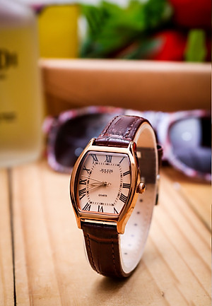Đồng Hồ Nữ Julius Hàn Quốc JA-703LD Cổ Điển Dây Da Màu Nâu