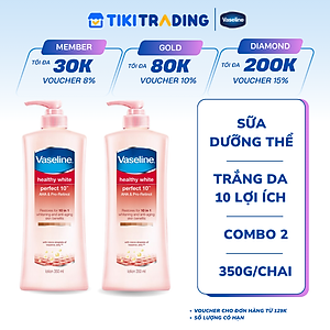 Combo 2 Sữa Dưỡng Thể Vaseline Trắng Da 10 Lợi Ích (350ml)