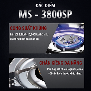 Bếp ga mini Maxsun MS-3800SP, Công suất 2900W, chân kiềng Inox - Hàng chính hãng - Bảo hành 12 tháng