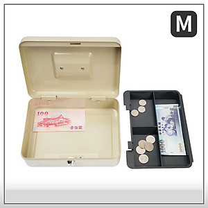 Hộp đựng tiền tiết kiệm chính hãng TRENY - Mẫu chìa khoá màu Beige ( size M ) 2 tầng chia nhiều ngăn nhỏ đựng tiền tiết kiệm và trang sức giá trị