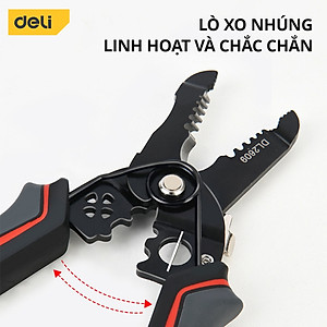 Kìm Bấm Dây Điện Đa Năng Deli - Kết hợp uốn, cắt, bấm, tách dây - Chất liệuThép Cao Cấp, Điều Chỉnh Lực Tuốt Dây Dễ Dàng