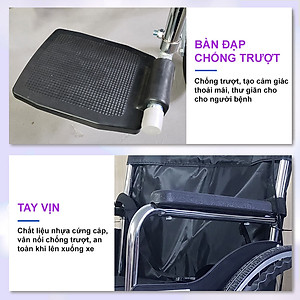 Xe lăn tay ngã lưng 6 nấc, có đệm và bô vệ sinh - NIKITA N213-1
