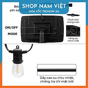 Dây Đèn LED Edison S14 Năng Lượng Mặt Trời Chống Nước Trang Trí Ngoài Trời - Chính Hãng NAVIVU