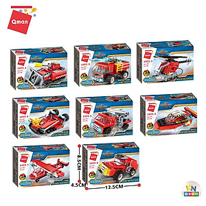 Đồ chơi xếp hình, lắp ráp Qman 1805 - Biệt đội xe cứu hỏa (313 mảnh ghép)
