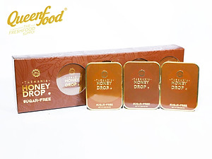 Kẹo Sả Nhân Mật Ong Queenfood Honey Drop Leatherwood Không Đường 33gr Hộp 10 viên