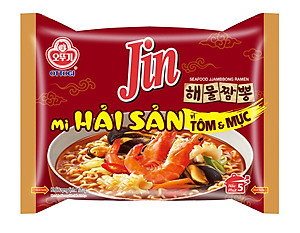 Thùng 20 gói mì Jin Hải Sản vị Tôm và Mực Ottogi 120gx20