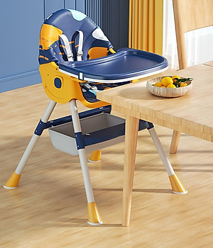 Ghế ăn dặm gấp gọn cao cấp Umoo mới nhất 2021, có bánh xe và điều chỉnh được độ cao