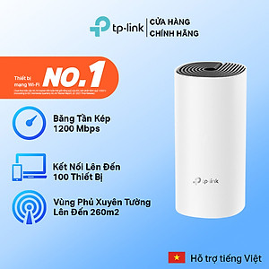 Bộ Phát Wifi Mesh TP-Link Deco E4 (1-pack) Chuẩn AC 1200Mbps Dành Cho Gia Đình - Hàng Chính Hãng